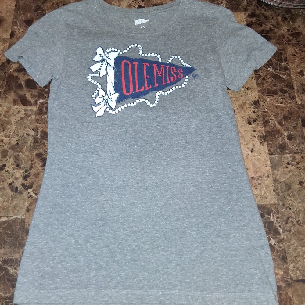 Gray Ole Miss Women's Short Sleeve Tee